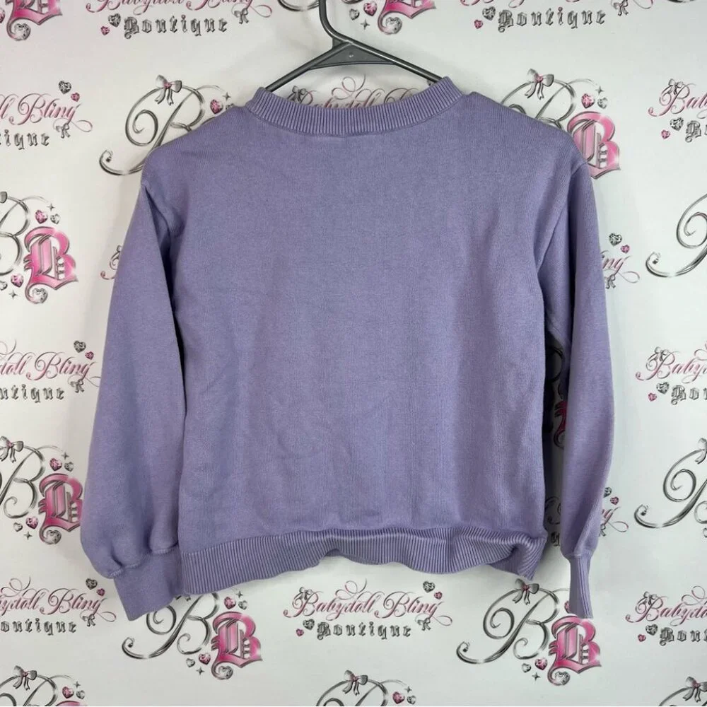 Gap sweater flowers daisy 🌼 pattern white grey Purple Floral Women's Sweater